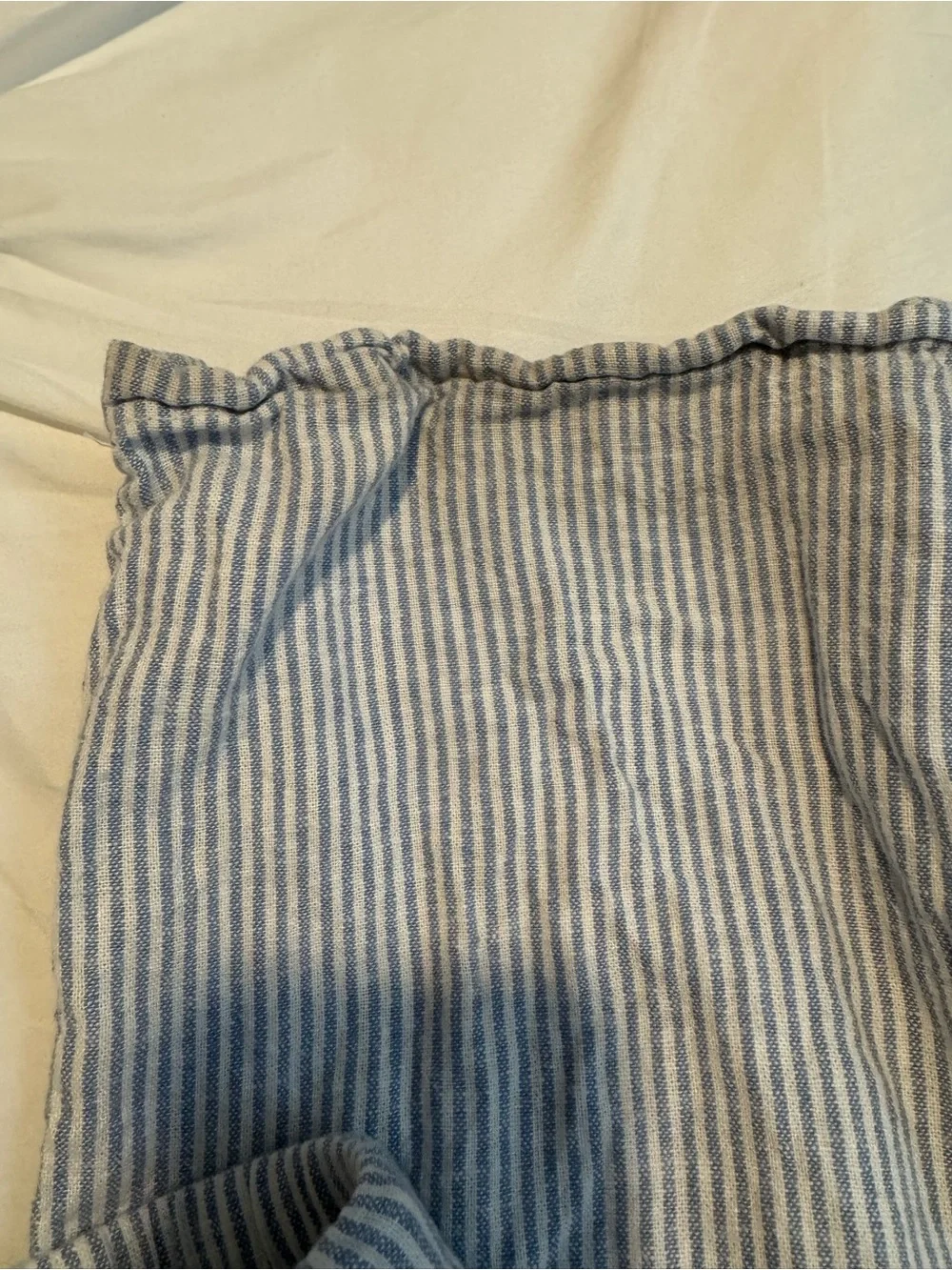 Old Navy Light Blue & White Striped Linen